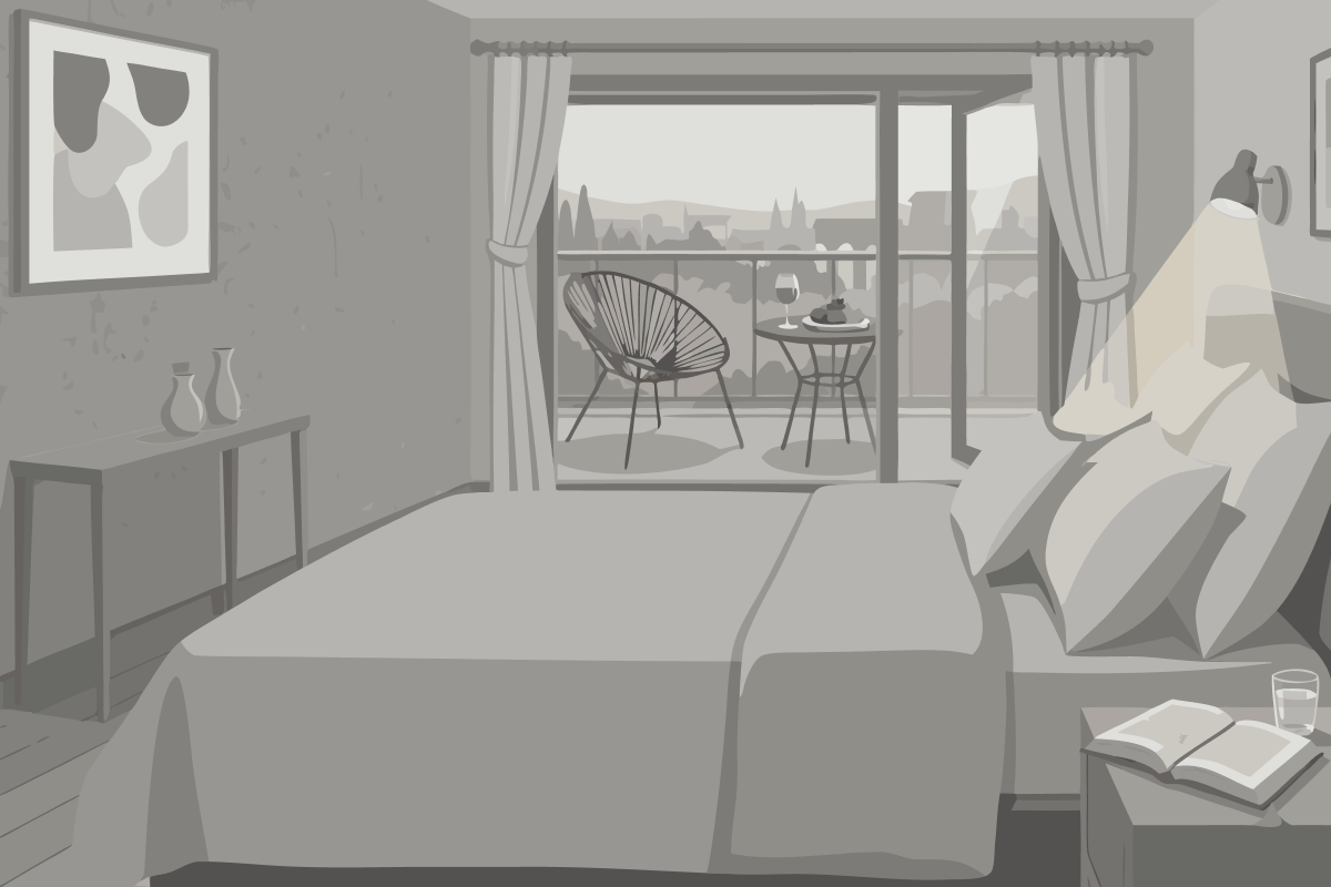 Quarto Duplo com Varanda ou Terraço